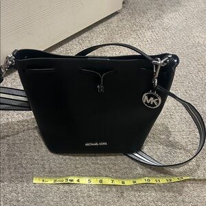Michael Kors Black Crossbody Bag with Silver Accents